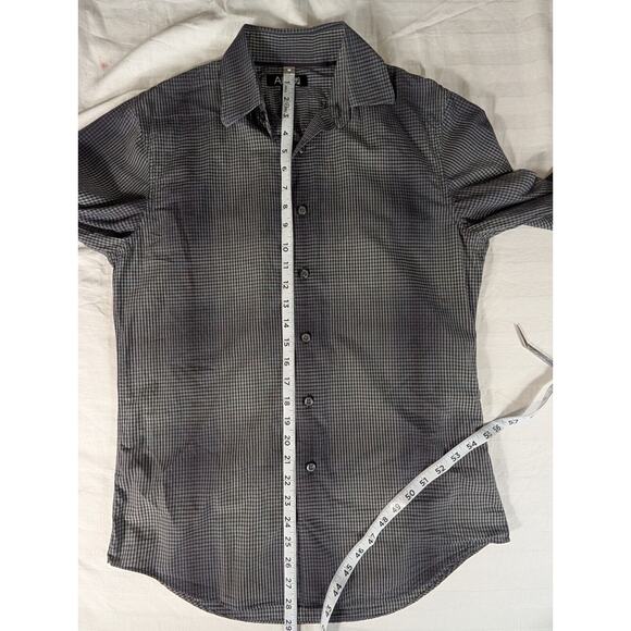 APT. 9 Mens Button Up Shirt Plaid Long Sleeve Gray Cotton Boho Formal Small - Picture 10 of 15